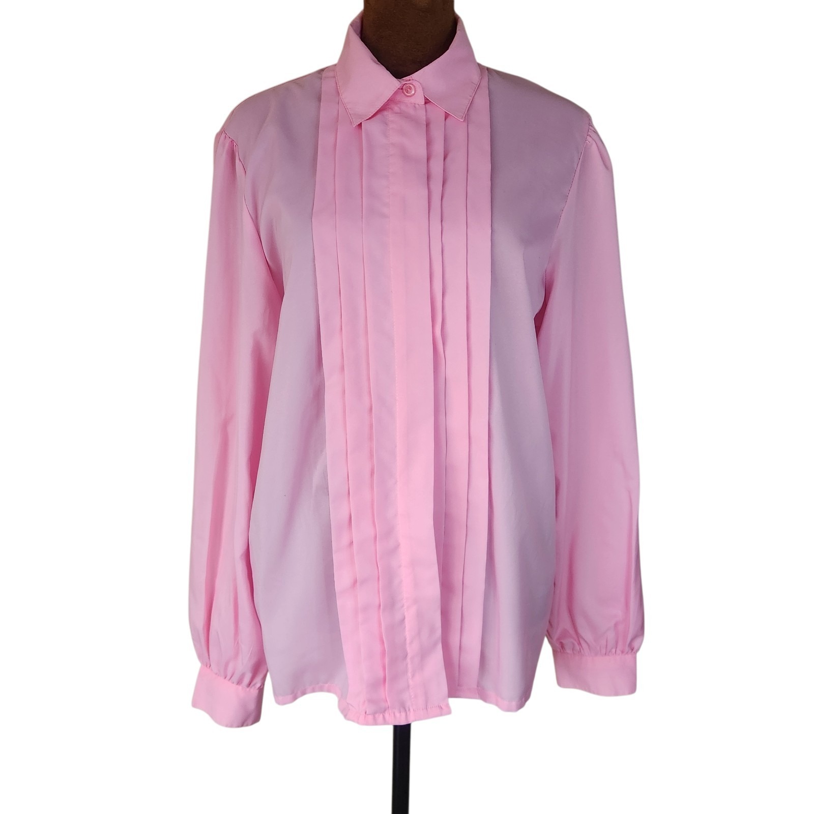 Vintage Carriage Court Pink Secretary Shirt Long Sleeve Pleated Size 12 Button